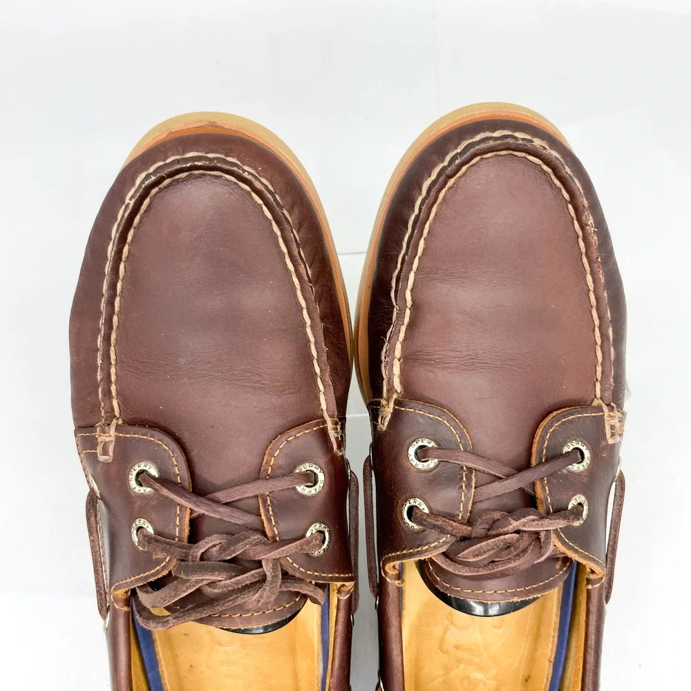 Sperry Mens 8 Gold Cup Authentic Original Boat Shoes Brown Leather Preppy Casual